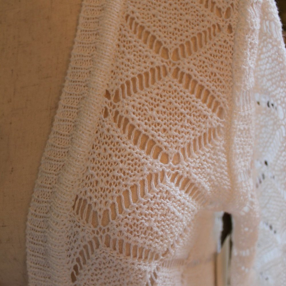 NWT Coldwater Creek Women's White Crochet Long-Sleeve Cardigan Size S/8 - Picture 6 of 11